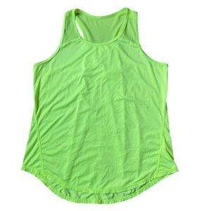 Women’s Neon Green Racerback Athletic Tank Top Size L Lightweight Gym Activewear